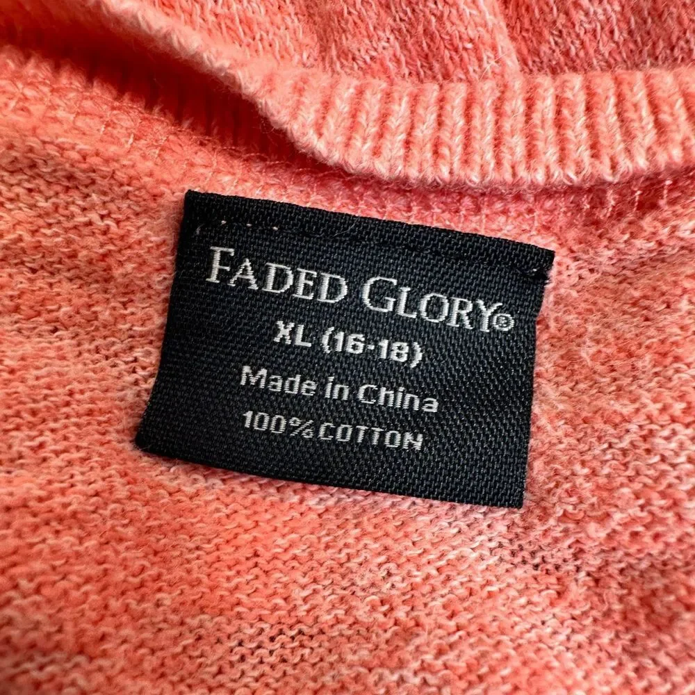 EUC Faded Glory Women’s Orange Coral Long Sleeve Lightweight Sweater - Size XL